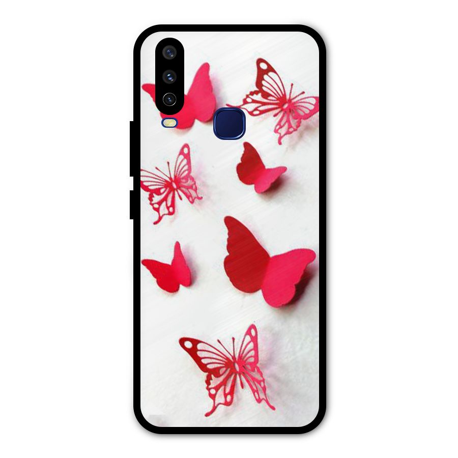 Red Butterflies Metal Back Case for Vivo Y15