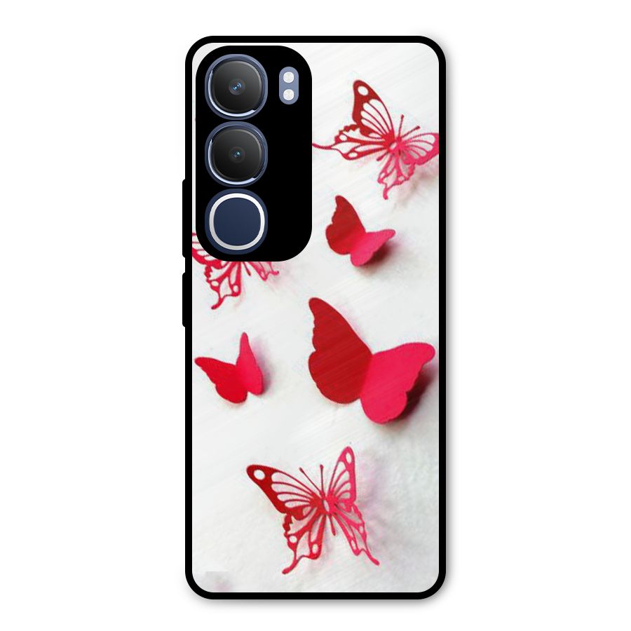 Red Butterflies Metal Back Case for Vivo Y29