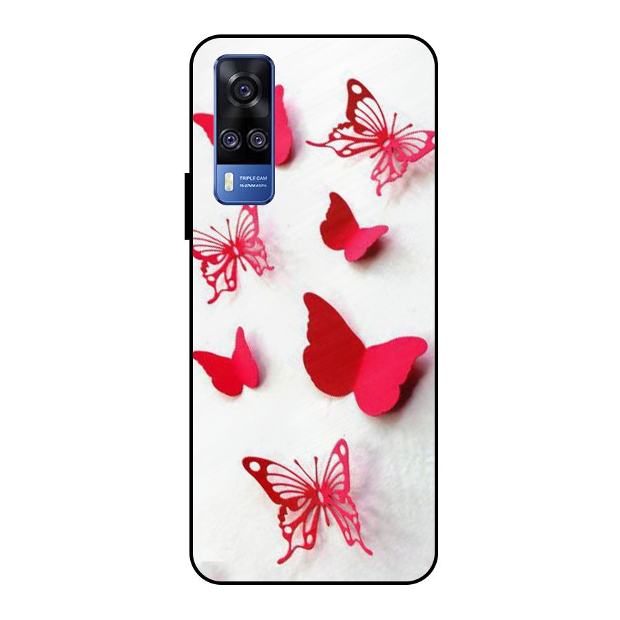 Red Butterflies Metal Back Case for Vivo Y51