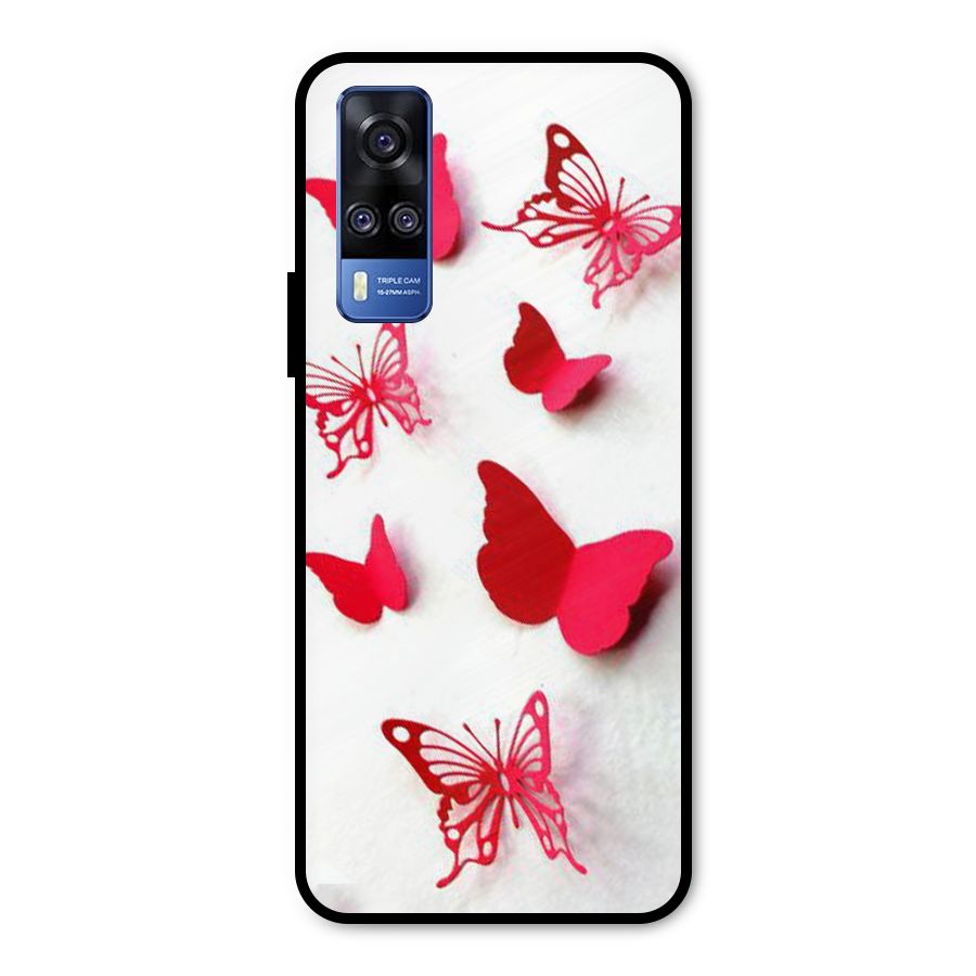Red Butterflies Metal Back Case for Vivo Y51A