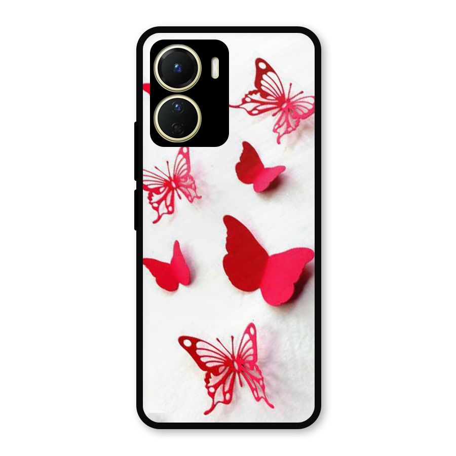 Red Butterflies Metal Back Case for Vivo Y56