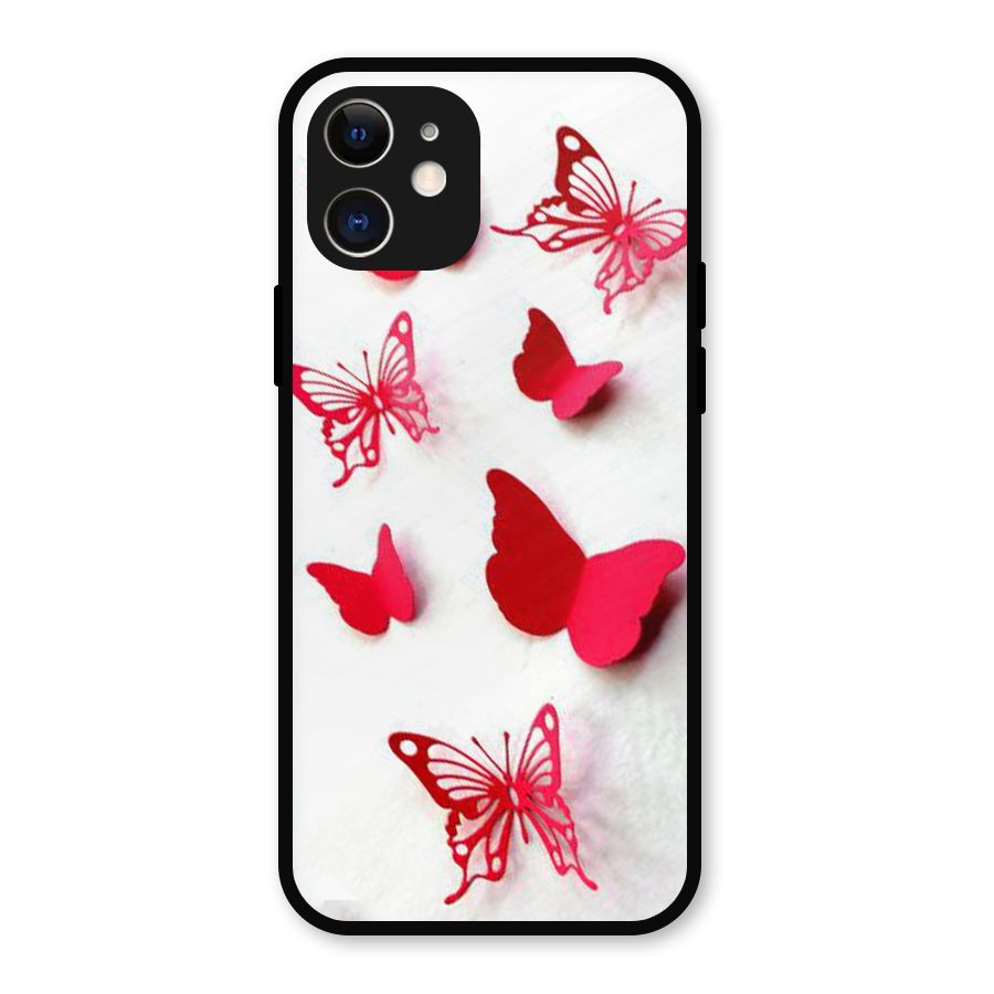 Red Butterflies Metal Back Case for iPhone 12