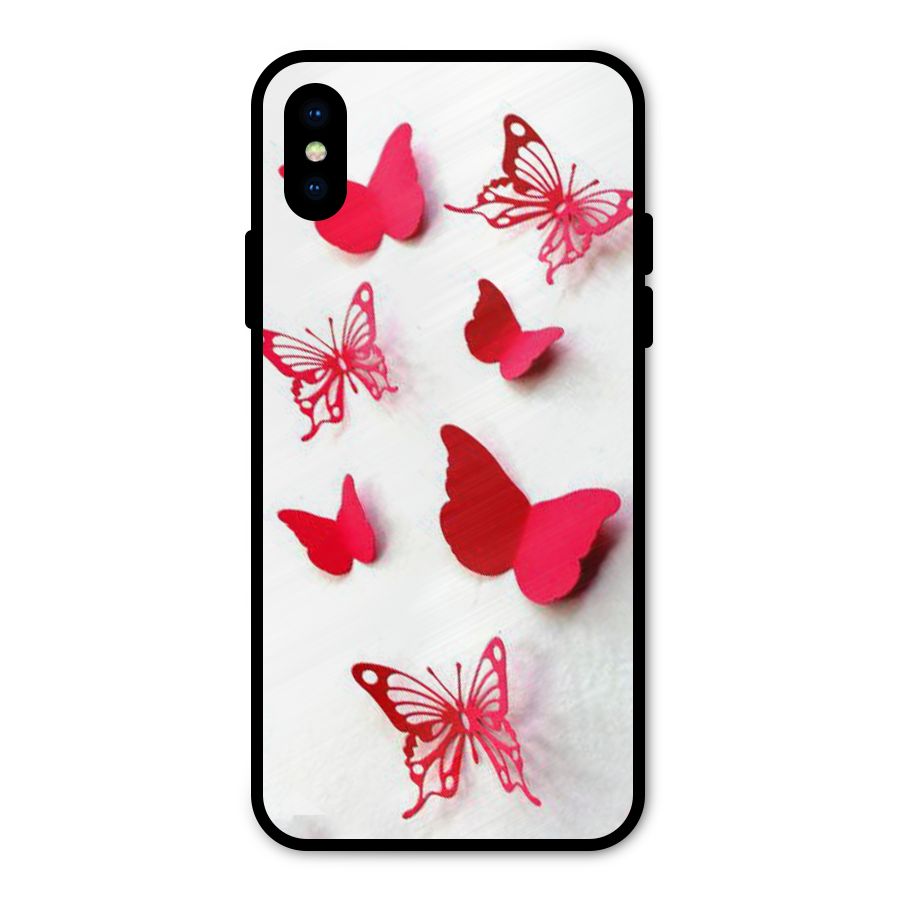 Red Butterflies Metal Back Case for iPhone X