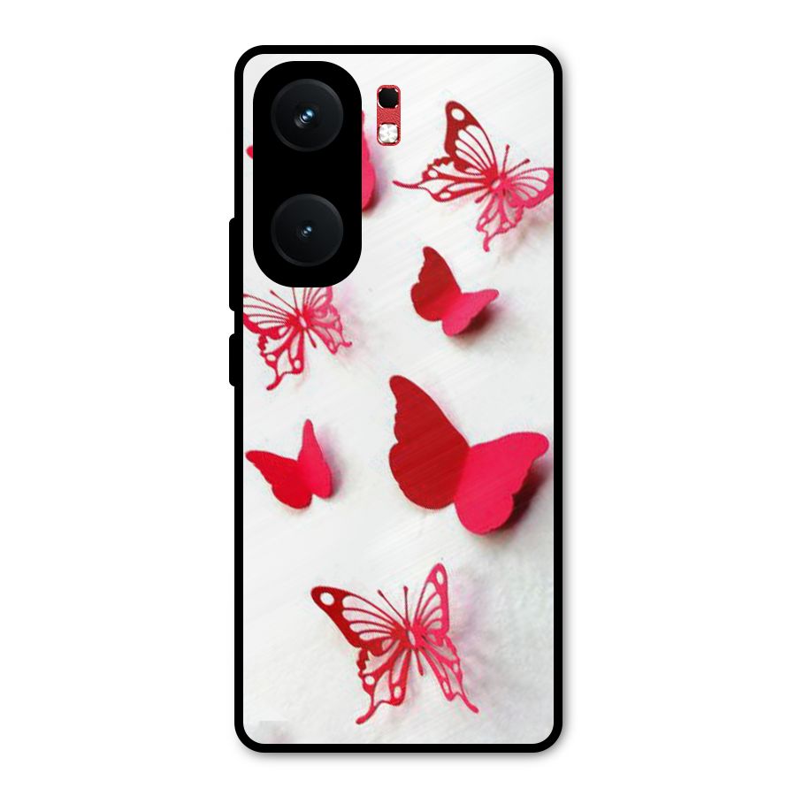 Red Butterflies Metal Back Case for iQOO Neo 9 Pro