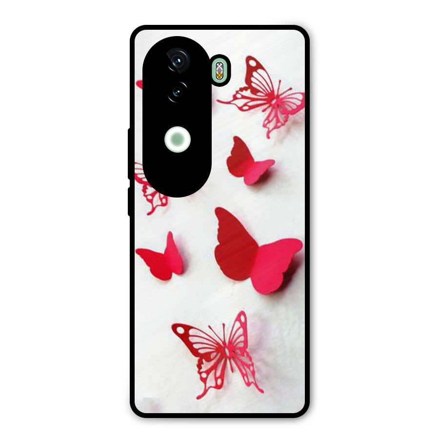 Red Butterflies Metal Back Case for iQOO Z9s