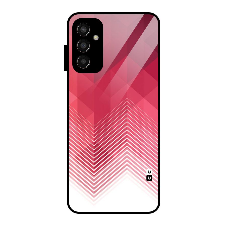 Red Chevron Abstract Glass Back Case for Galaxy F13