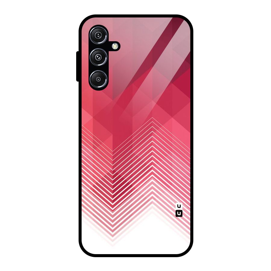 Red Chevron Abstract Glass Back Case for Galaxy M34 5G