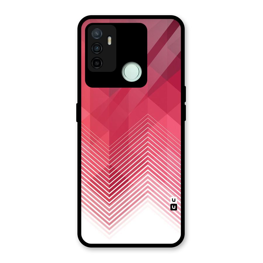 Red Chevron Abstract Glass Back Case for Oppo A53