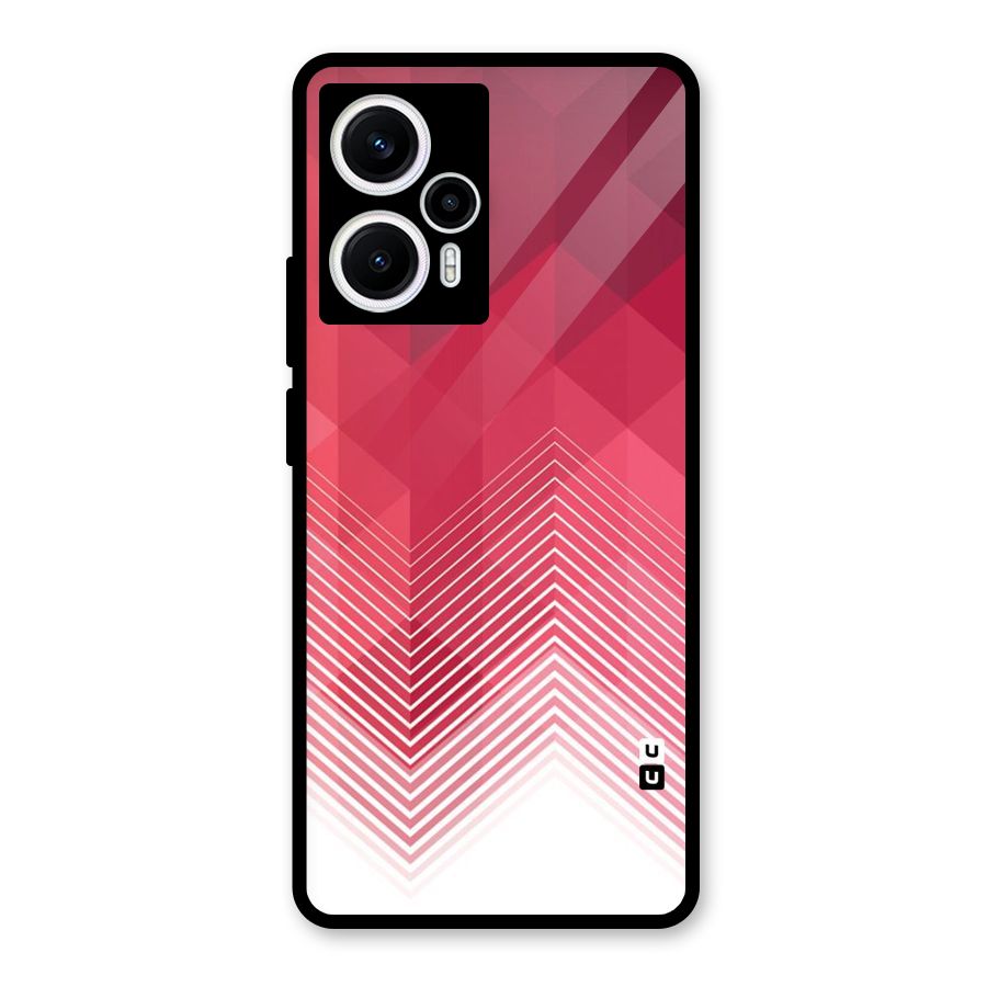 Red Chevron Abstract Glass Back Case for Poco F5