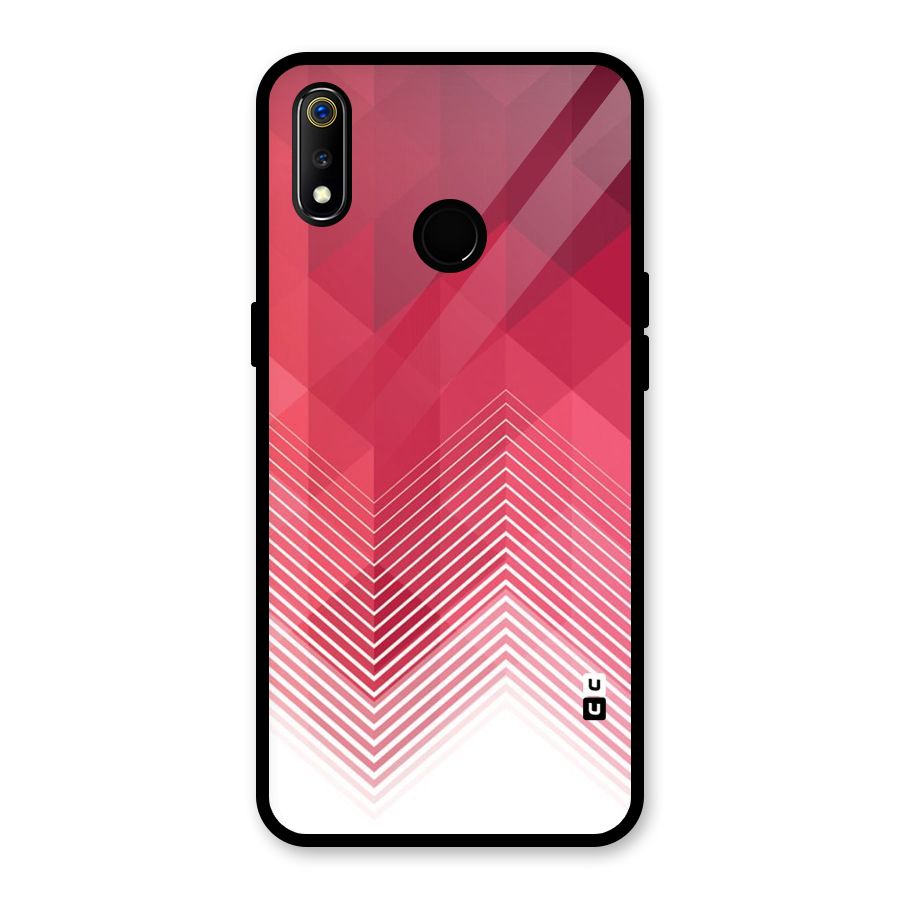 Red Chevron Abstract Glass Back Case for Realme 3i