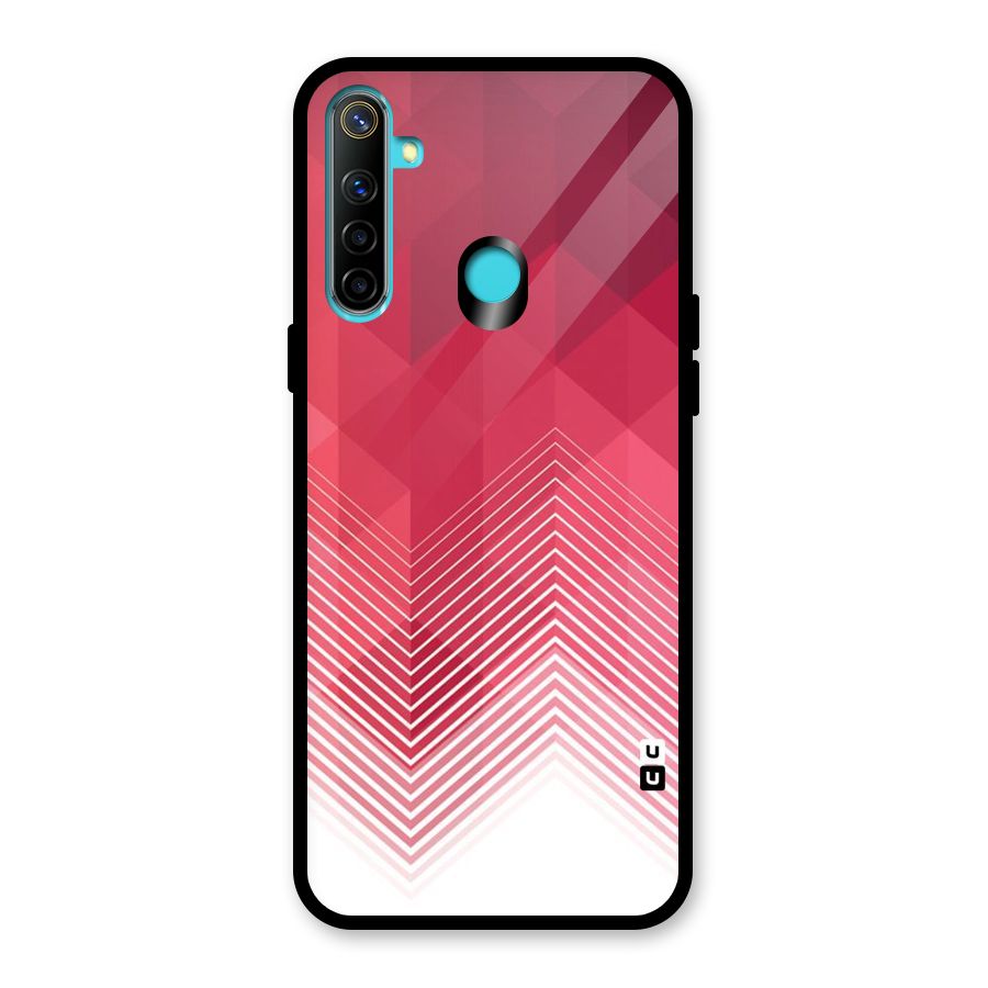 Red Chevron Abstract Glass Back Case for Realme 5i