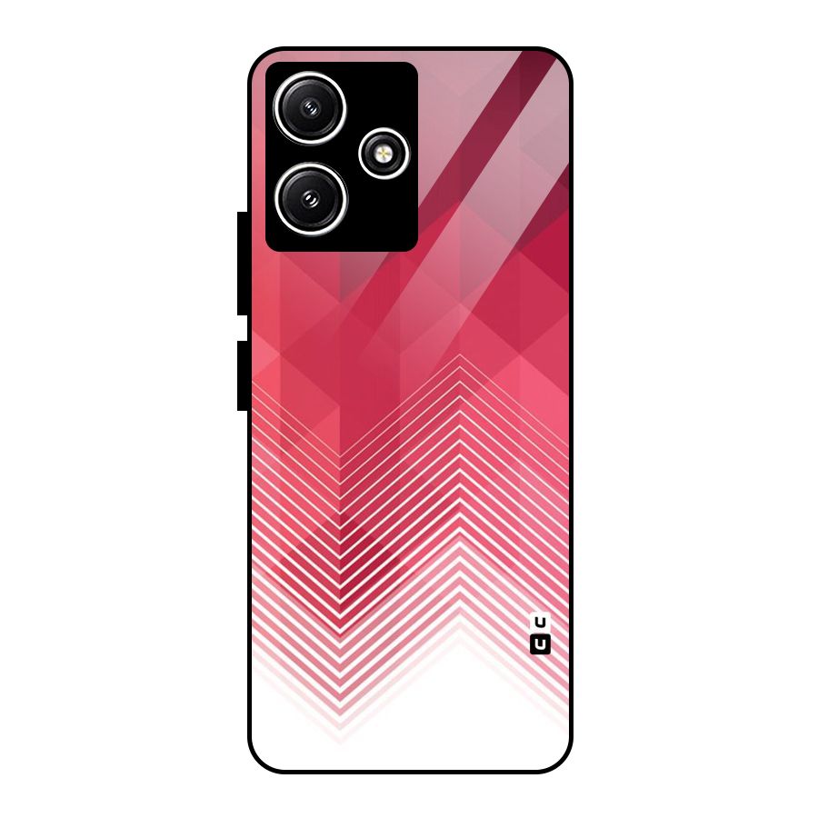 Red Chevron Abstract Glass Back Case for Redmi 12 5G