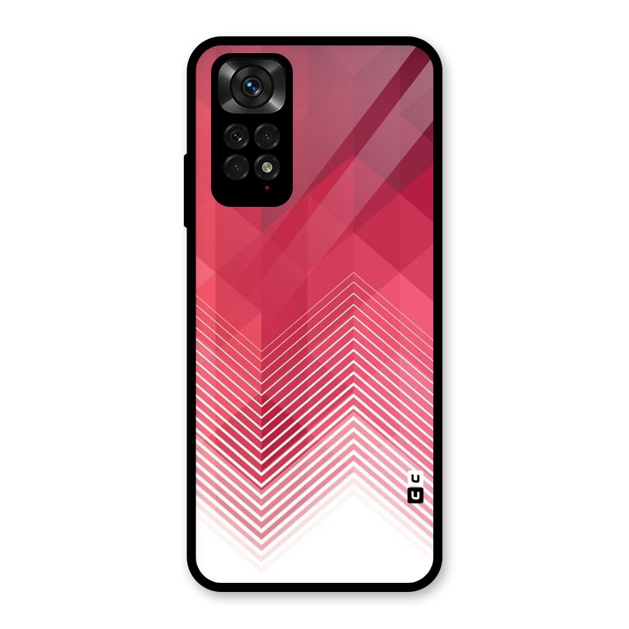Red Chevron Abstract Glass Back Case for Redmi Note 11S