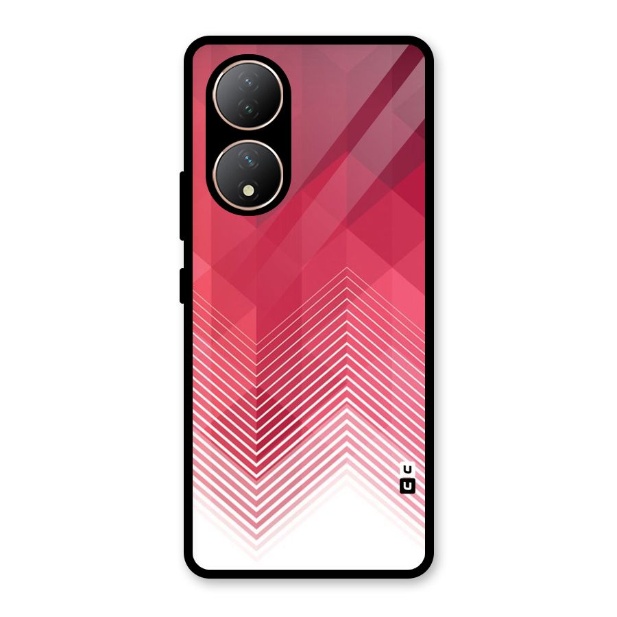 Red Chevron Abstract Glass Back Case for Vivo T2