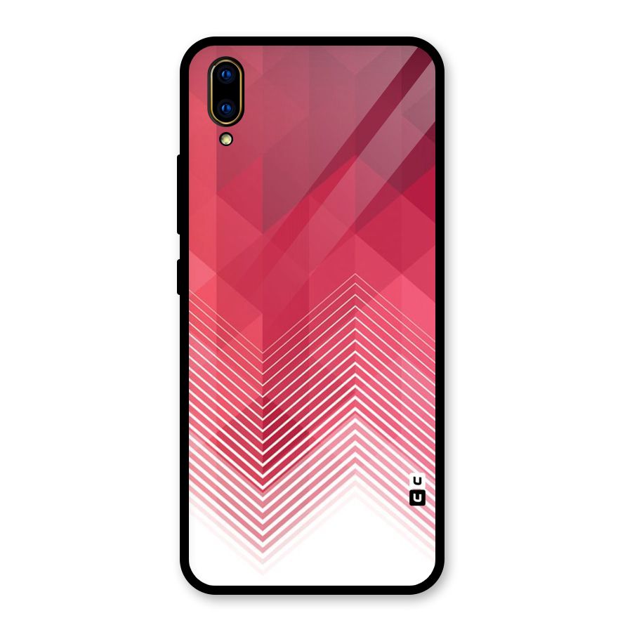 Red Chevron Abstract Glass Back Case for Vivo V11 Pro