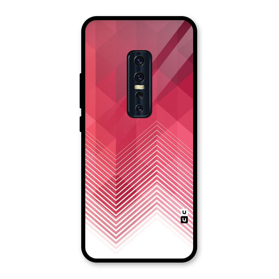 Red Chevron Abstract Glass Back Case for Vivo V17 Pro