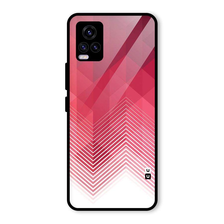 Red Chevron Abstract Glass Back Case for Vivo V20 2021