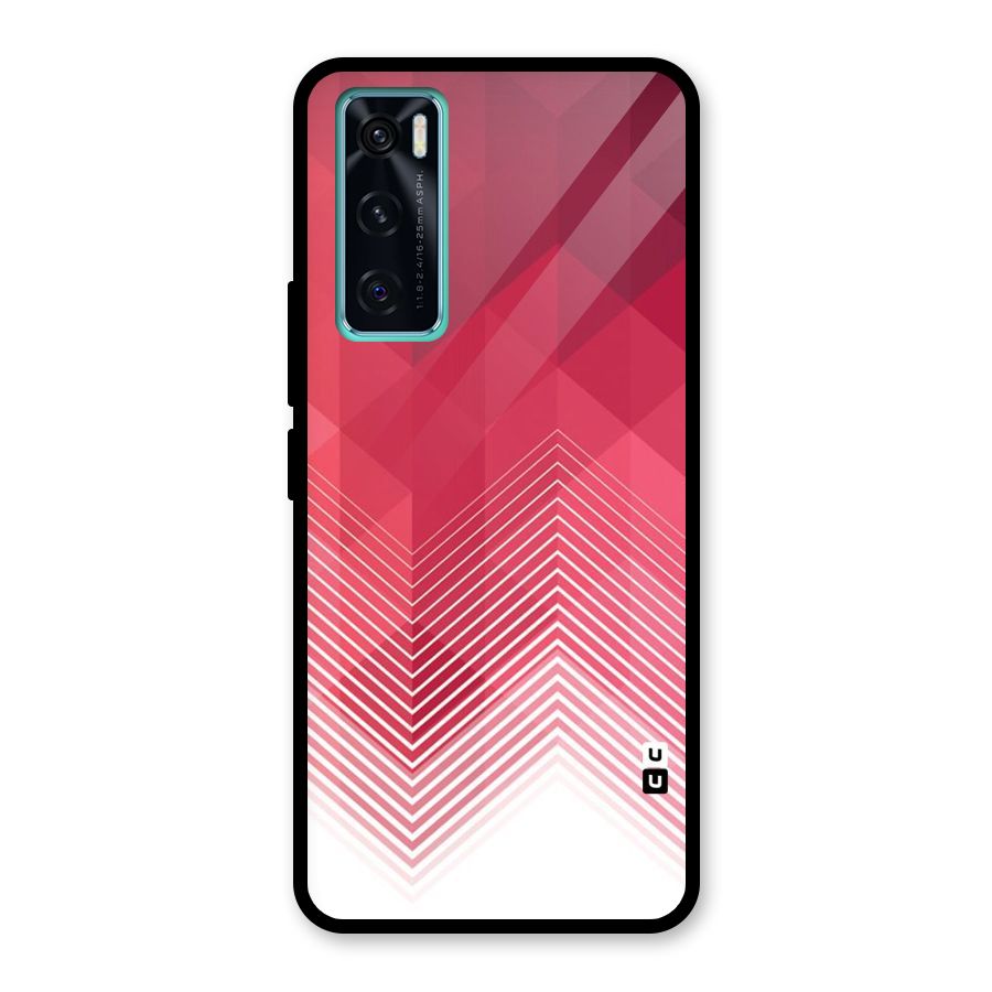 Red Chevron Abstract Glass Back Case for Vivo V20 SE