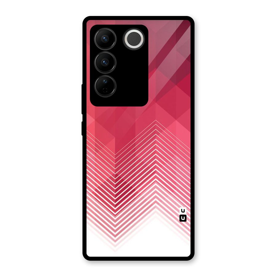 Red Chevron Abstract Glass Back Case for Vivo V27 Pro