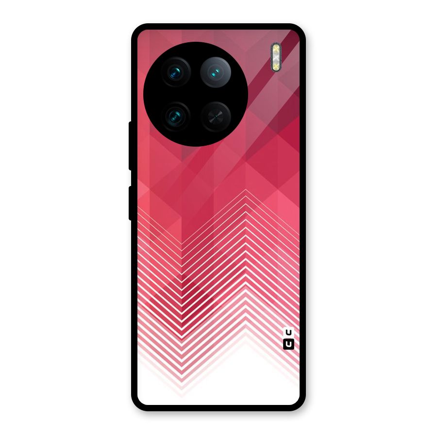 Red Chevron Abstract Glass Back Case for Vivo X90 Pro