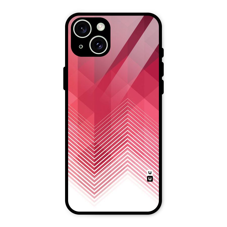 Red Chevron Abstract Glass Back Case for iPhone 15 Plus