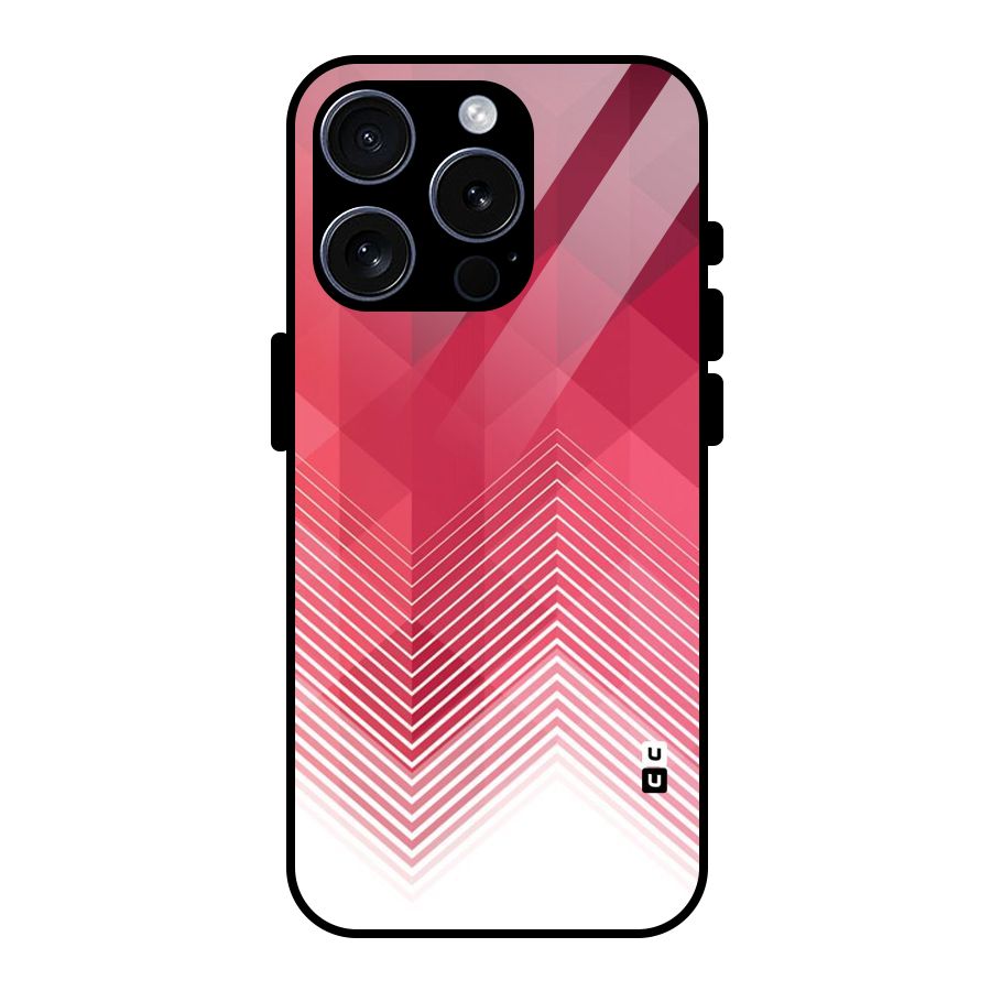 Red Chevron Abstract Glass Back Case for iPhone 15 Pro