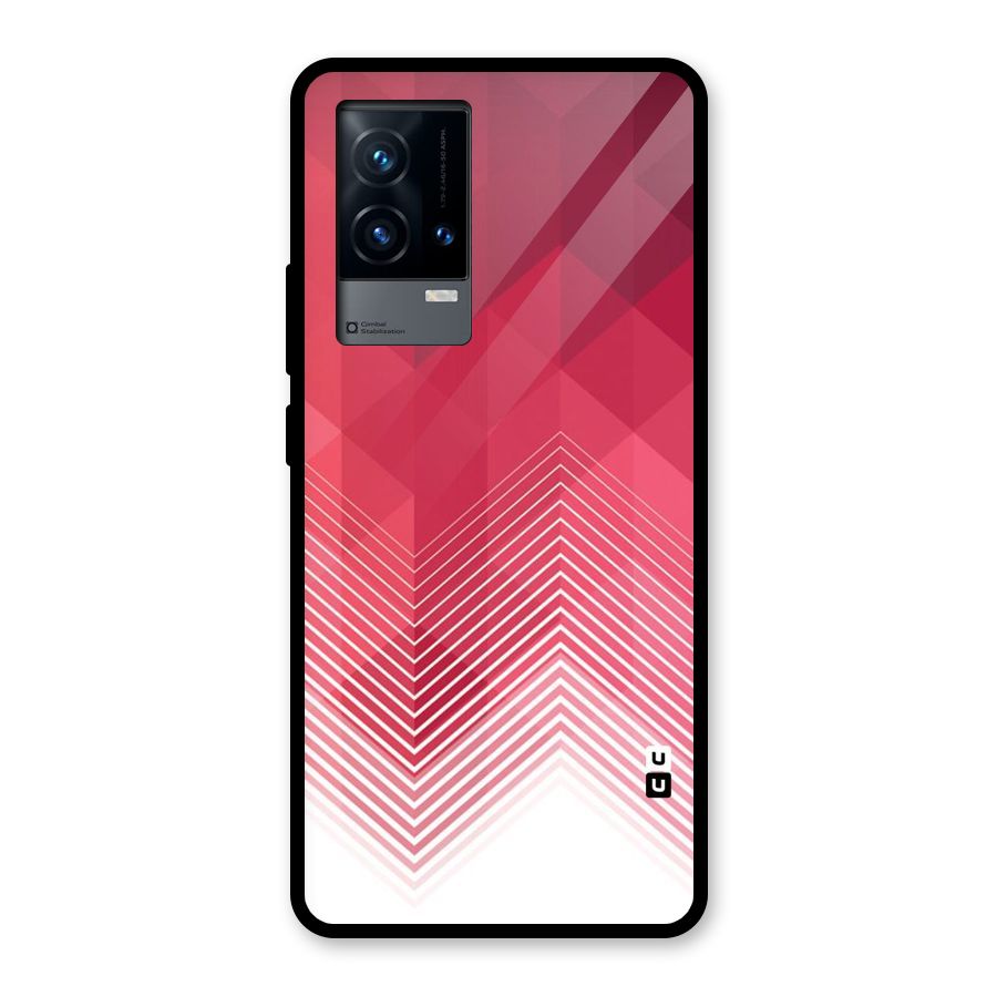 Red Chevron Abstract Glass Back Case for iQOO 9 5G
