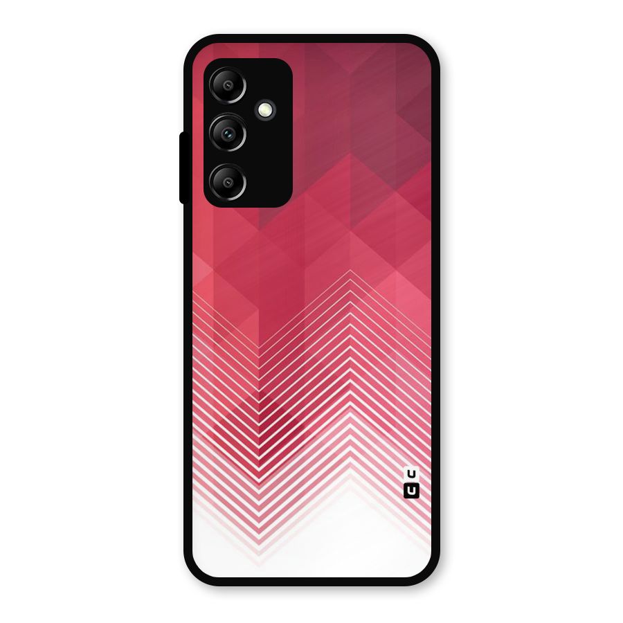Red Chevron Abstract Metal Back Case for Galaxy A14 5G