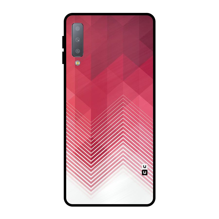Red Chevron Abstract Metal Back Case for Galaxy A7 (2018)