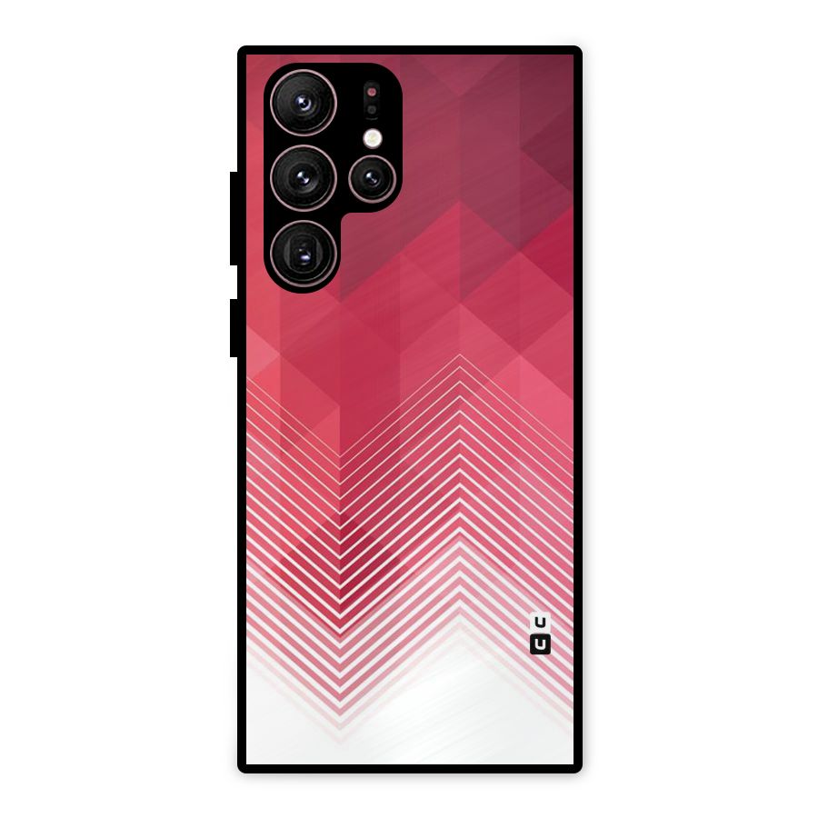 Red Chevron Abstract Metal Back Case for Galaxy S22 Ultra 5G