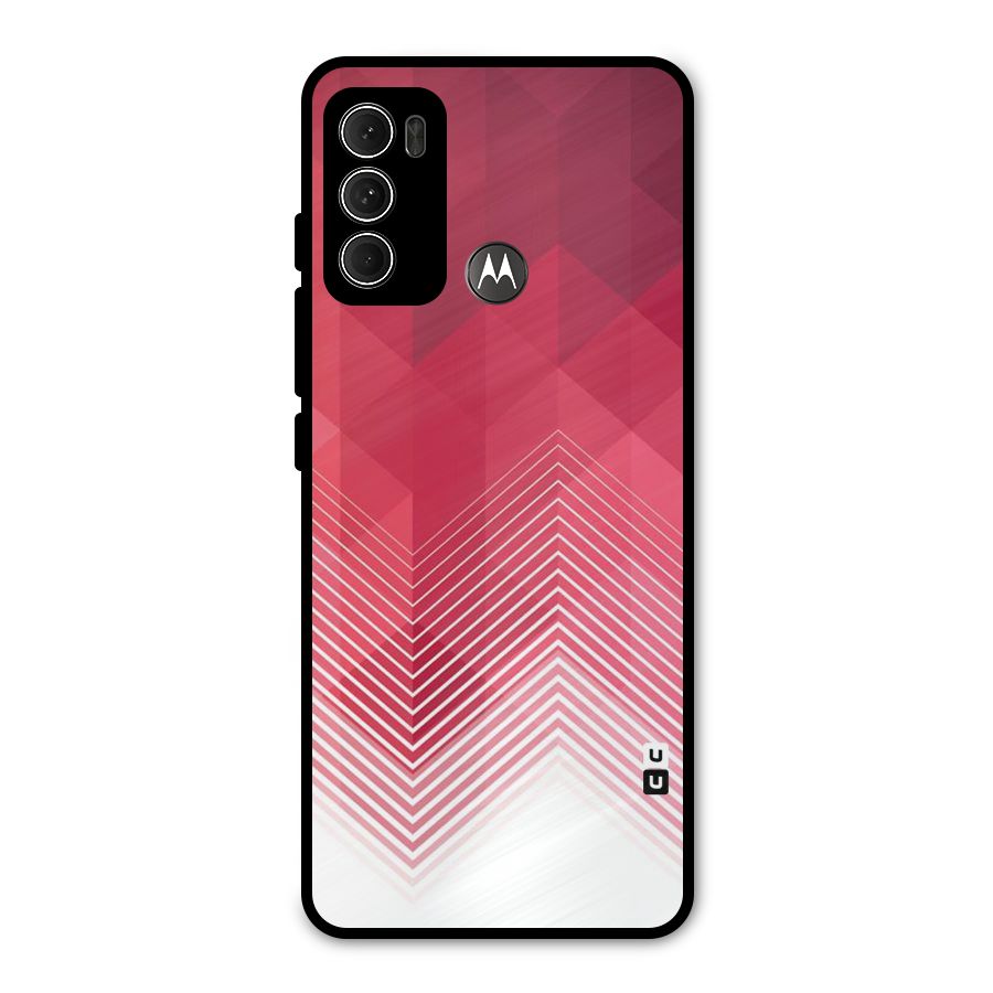 Red Chevron Abstract Metal Back Case for Moto G60