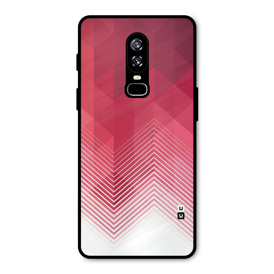 Red Chevron Abstract Metal Back Case for OnePlus 6