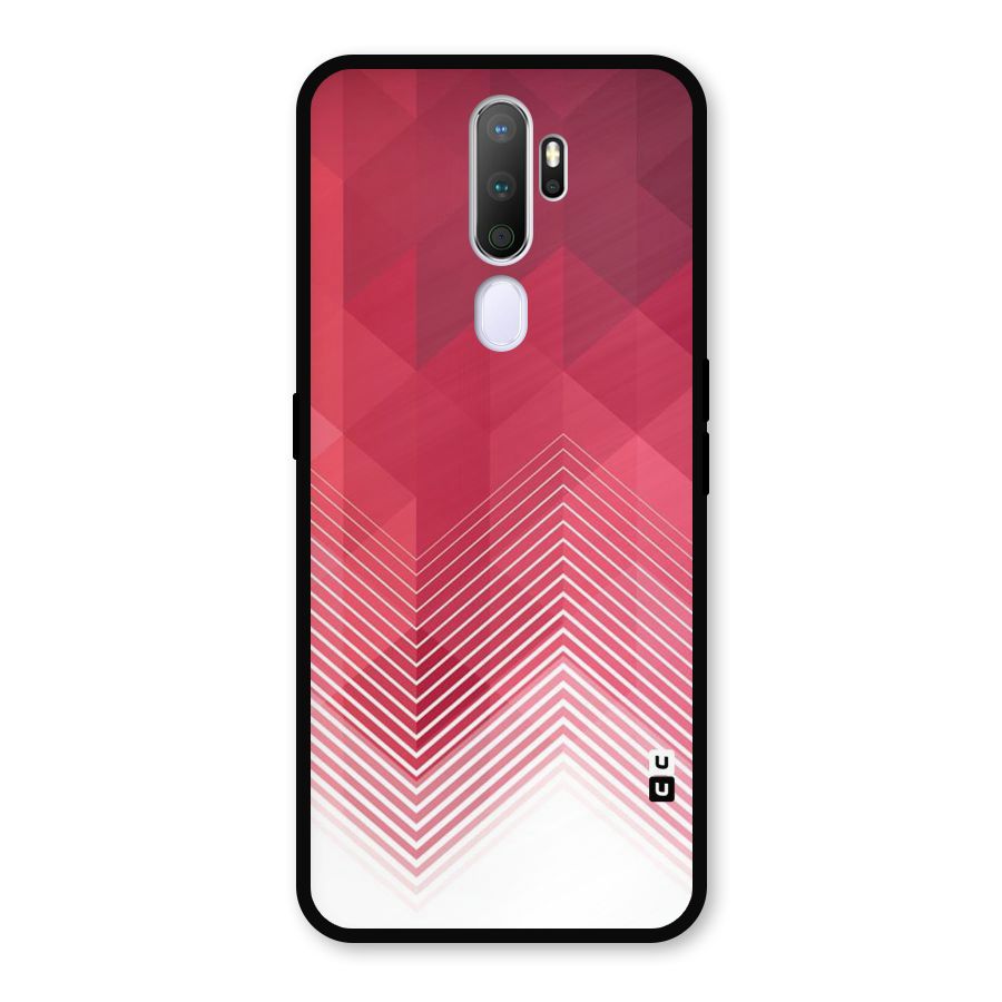 Red Chevron Abstract Metal Back Case for Oppo A9 (2020)