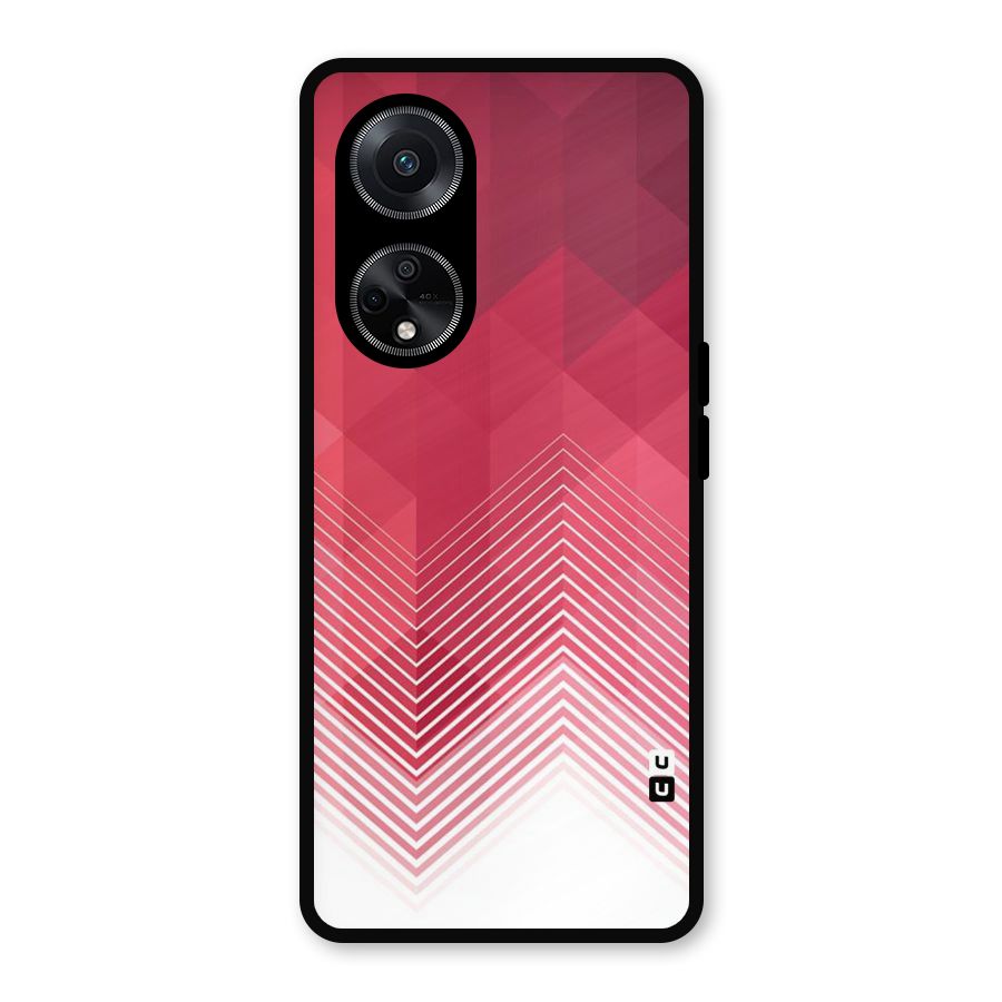 Red Chevron Abstract Metal Back Case for Oppo F23