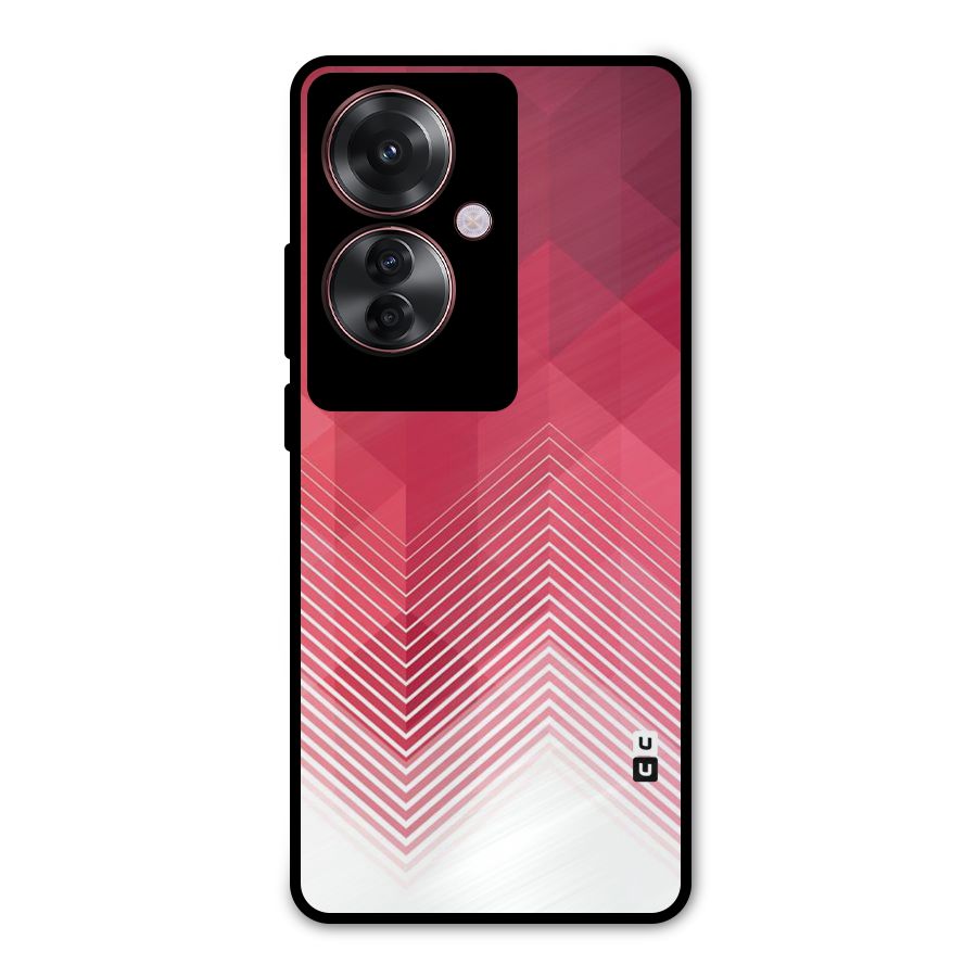 Red Chevron Abstract Metal Back Case for Oppo F25 Pro