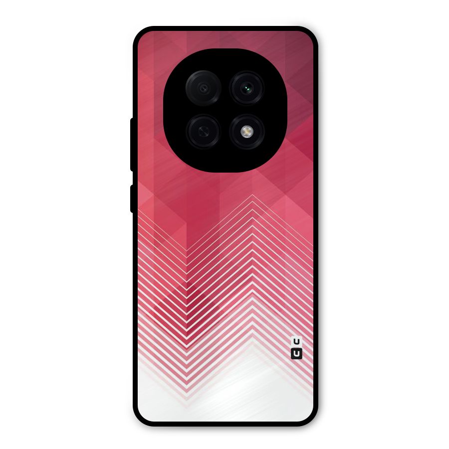 Red Chevron Abstract Metal Back Case for Oppo F29 Pro