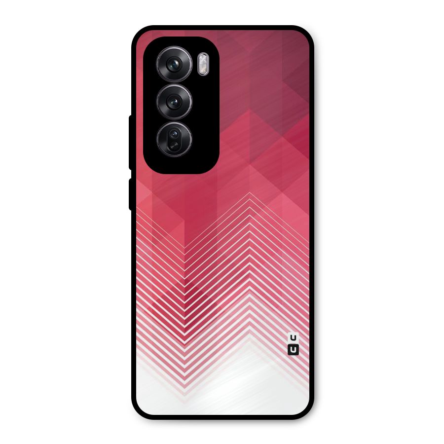 Red Chevron Abstract Metal Back Case for Oppo Reno12 Pro
