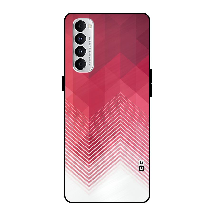 Red Chevron Abstract Metal Back Case for Oppo Reno4 Pro