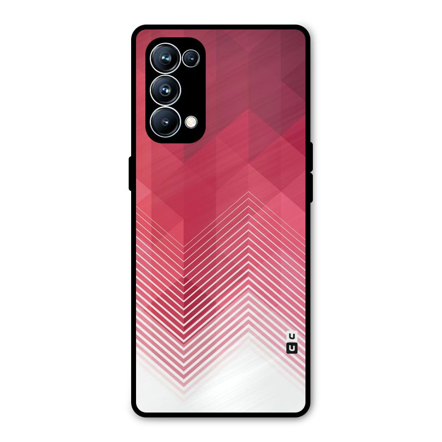 Red Chevron Abstract Metal Back Case for Oppo Reno5 Pro 5G