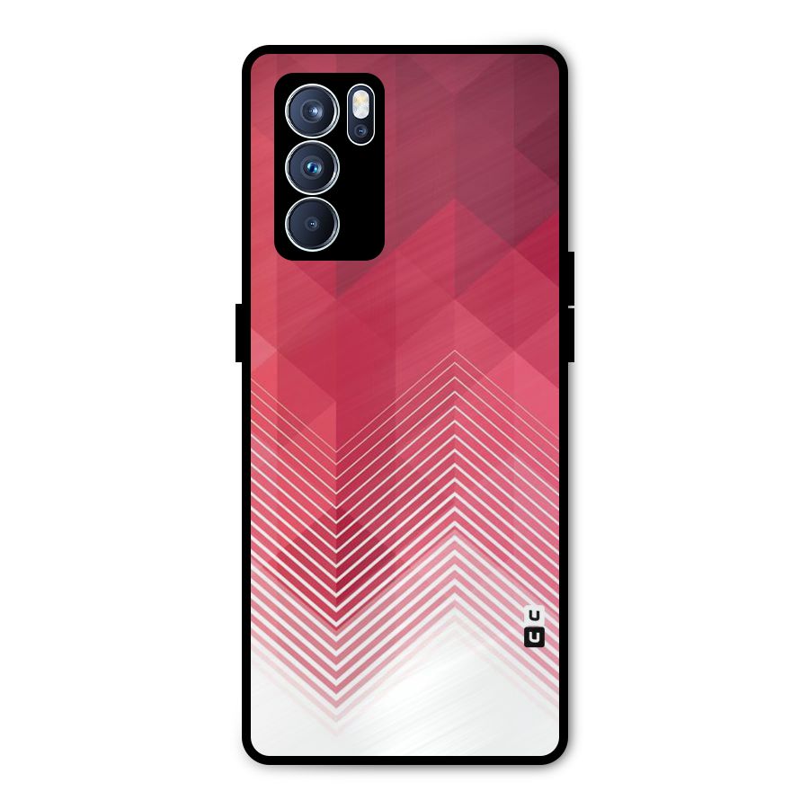 Red Chevron Abstract Metal Back Case for Oppo Reno6 Pro 5G