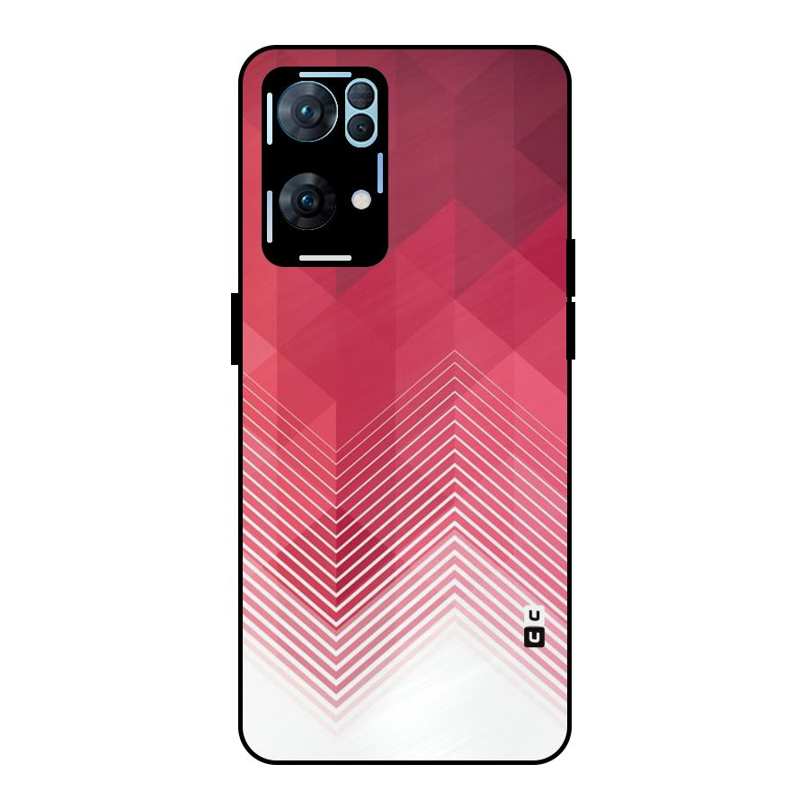 Red Chevron Abstract Metal Back Case for Oppo Reno7 Pro 5G