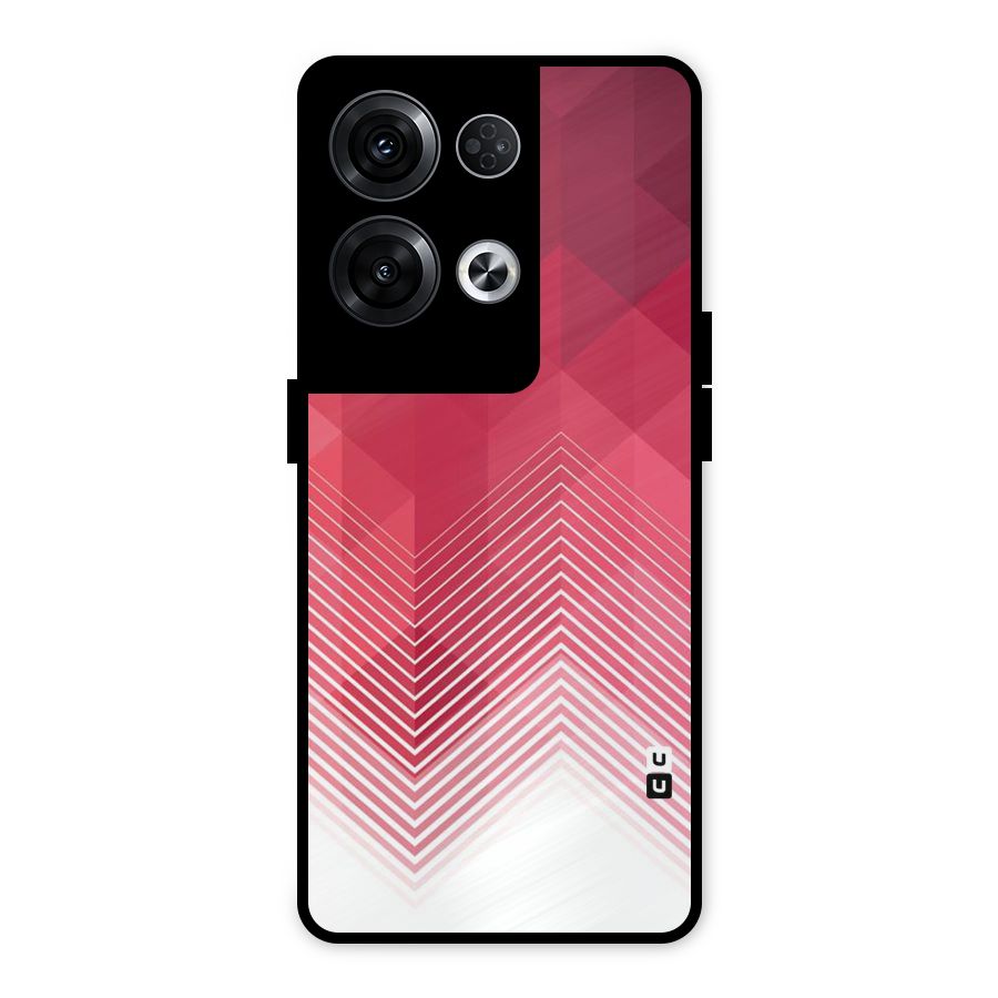 Red Chevron Abstract Metal Back Case for Oppo Reno8 Pro 5G