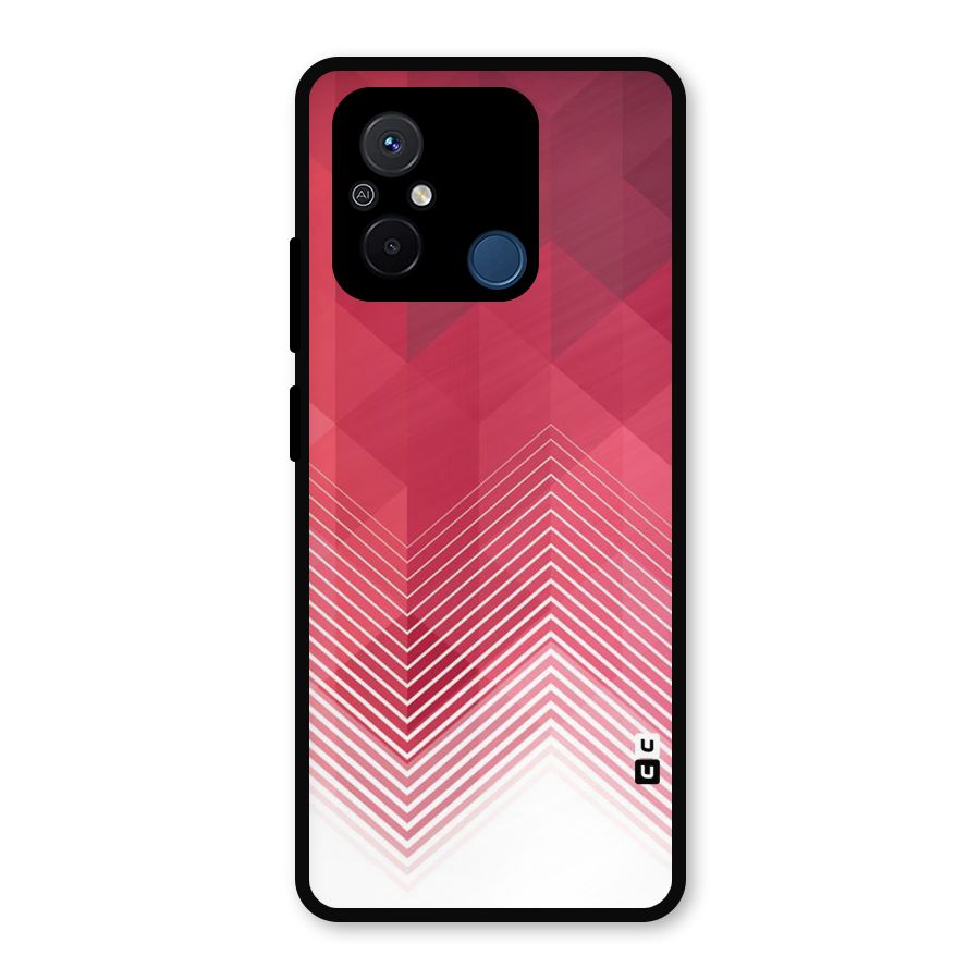 Red Chevron Abstract Metal Back Case for Poco C55