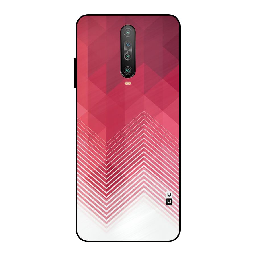 Red Chevron Abstract Metal Back Case for Poco X2