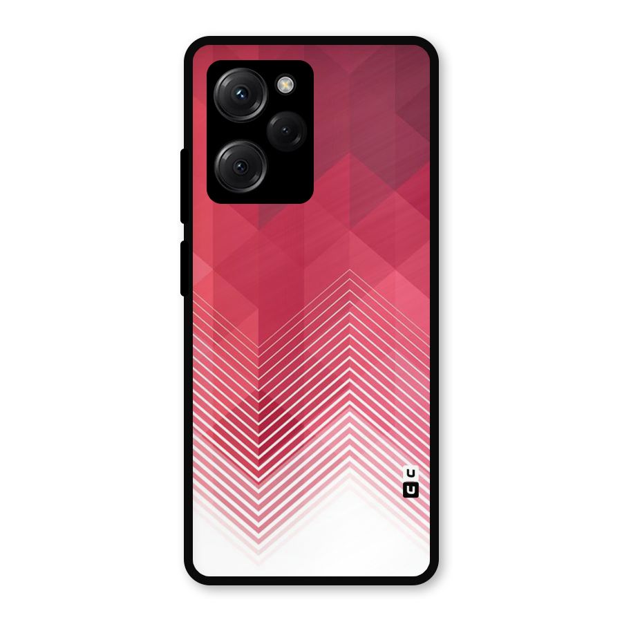 Red Chevron Abstract Metal Back Case for Poco X5 Pro