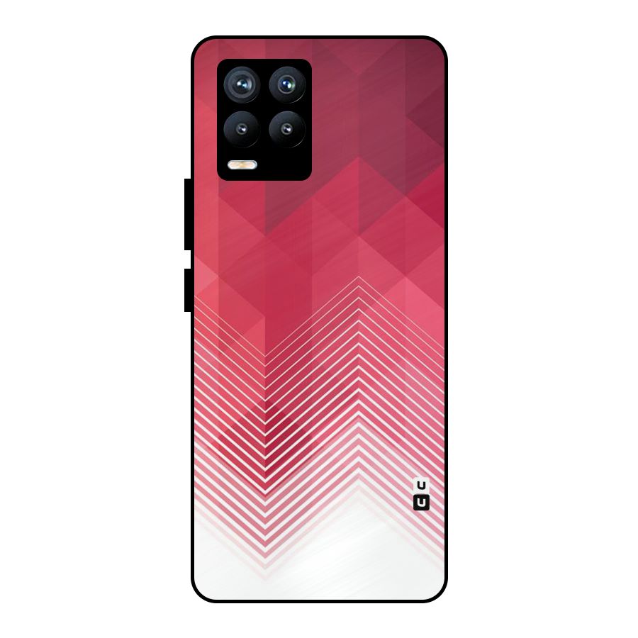 Red Chevron Abstract Metal Back Case for Realme 8 Pro