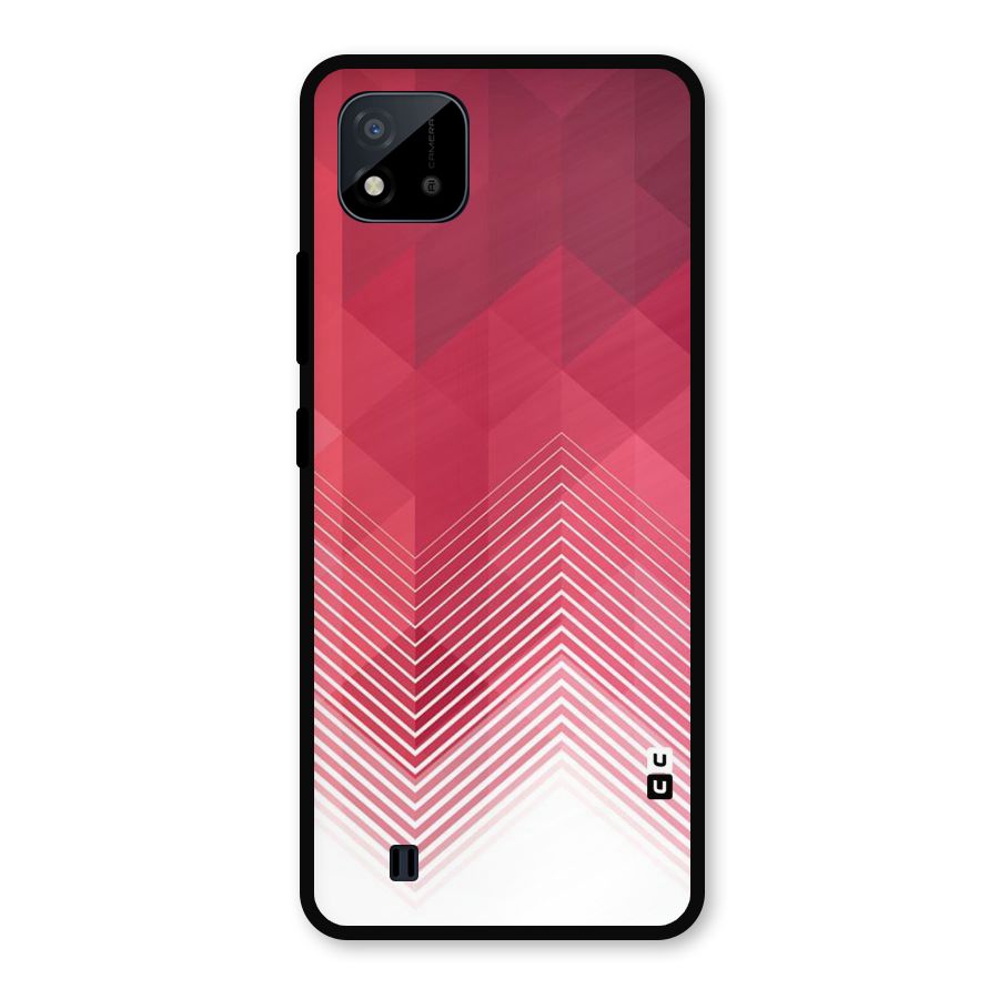 Red Chevron Abstract Metal Back Case for Realme C11 2021