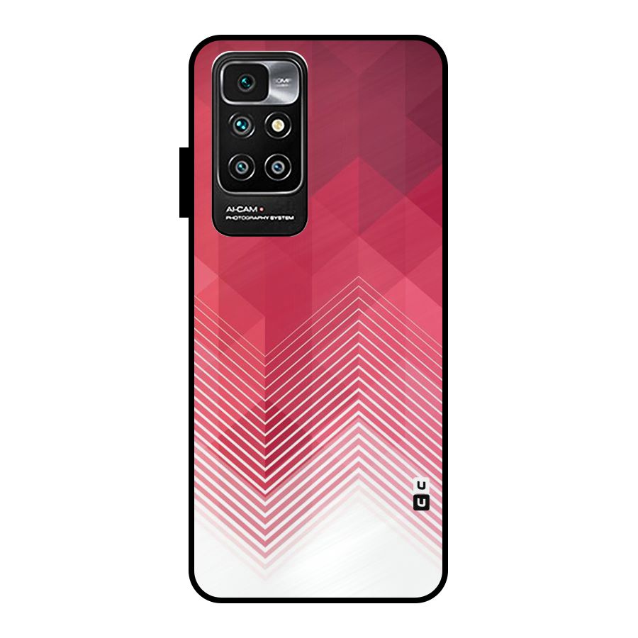 Red Chevron Abstract Metal Back Case for Redmi 10 Prime