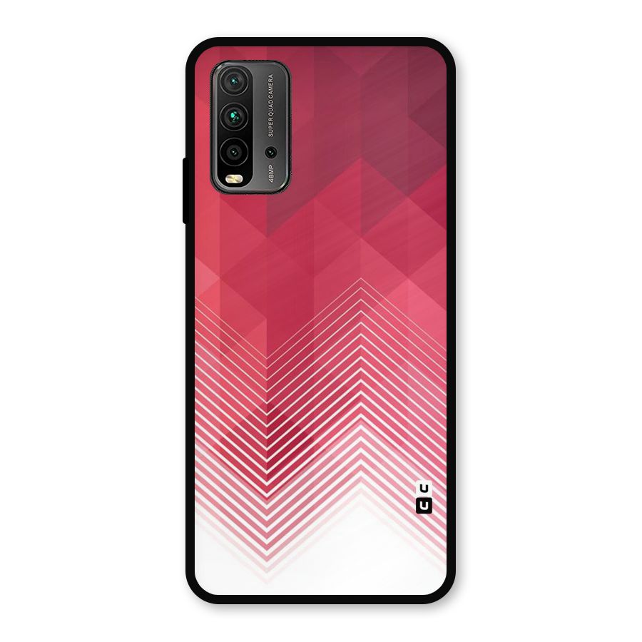 Red Chevron Abstract Metal Back Case for Redmi 9 Power