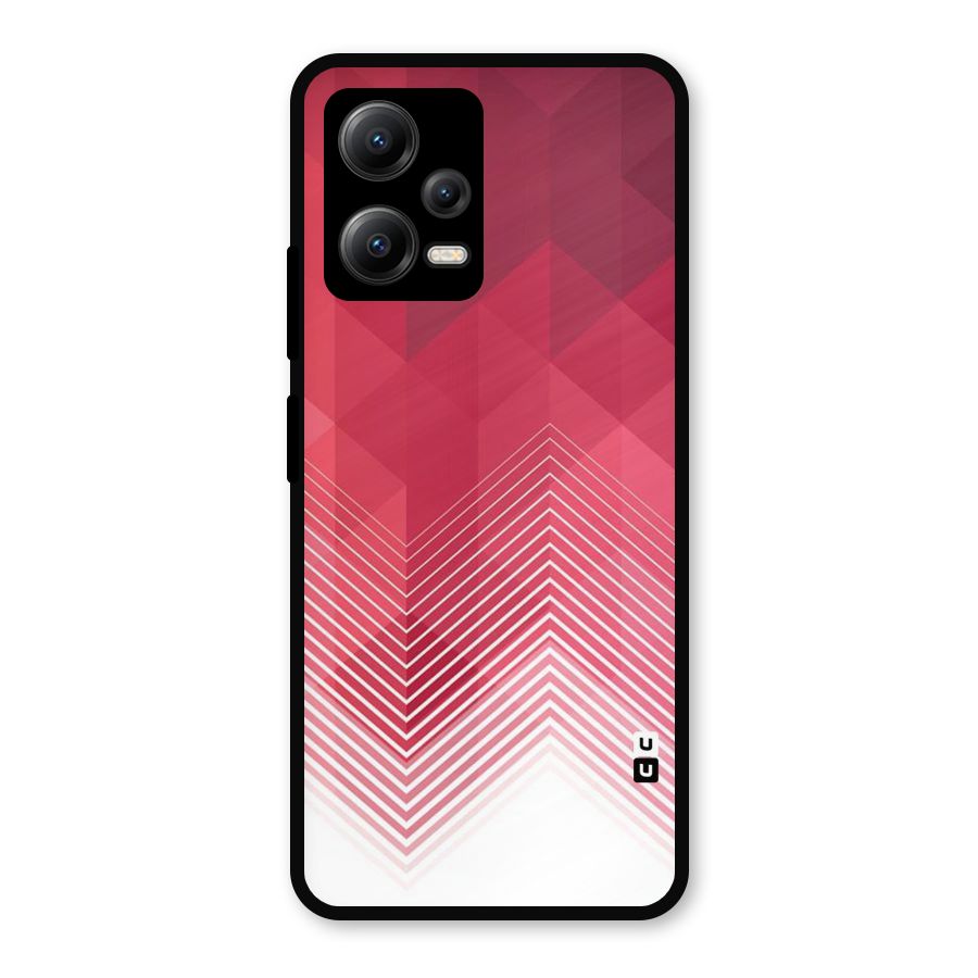 Red Chevron Abstract Metal Back Case for Redmi Note 12 5G